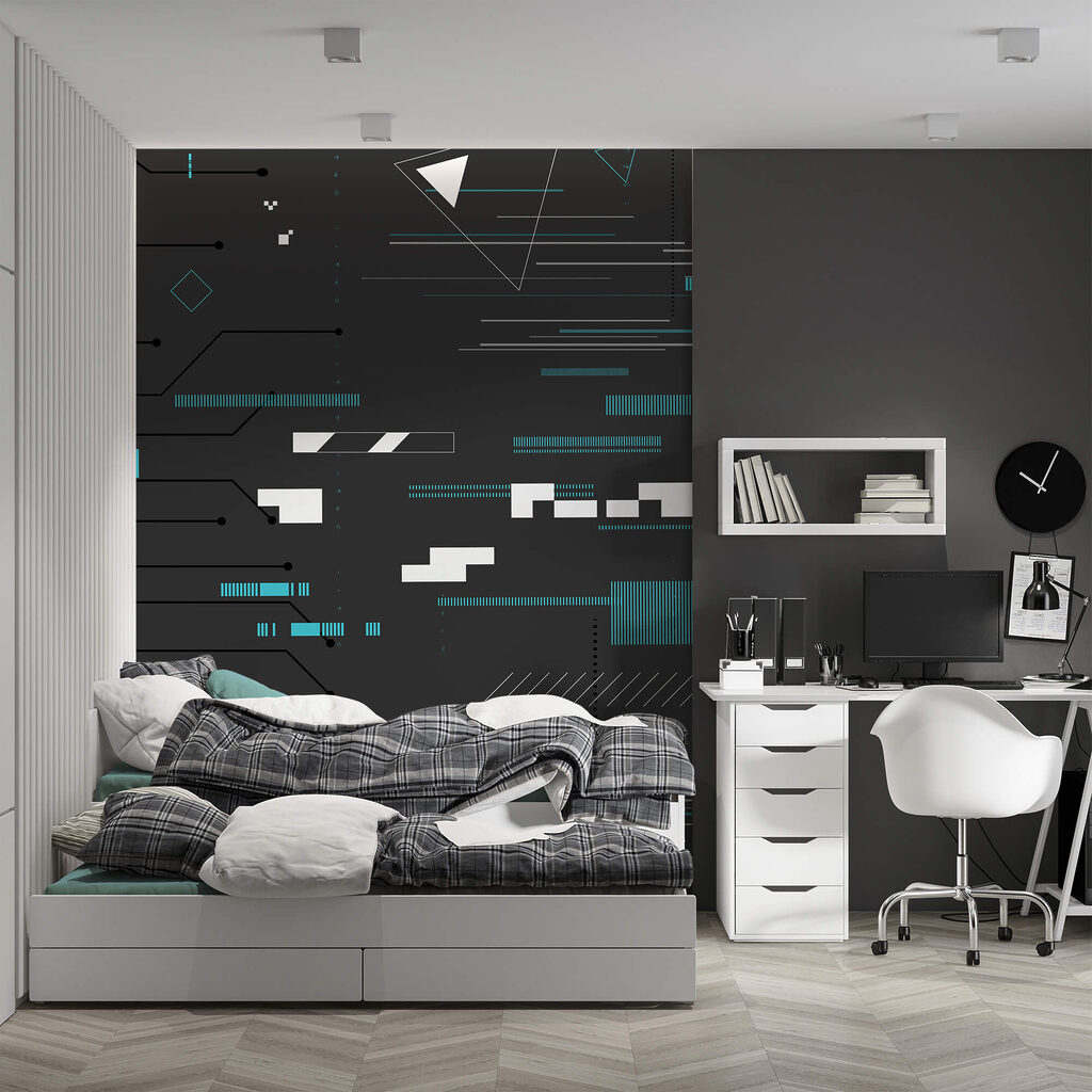 Sfondo nero con molte linee e punti