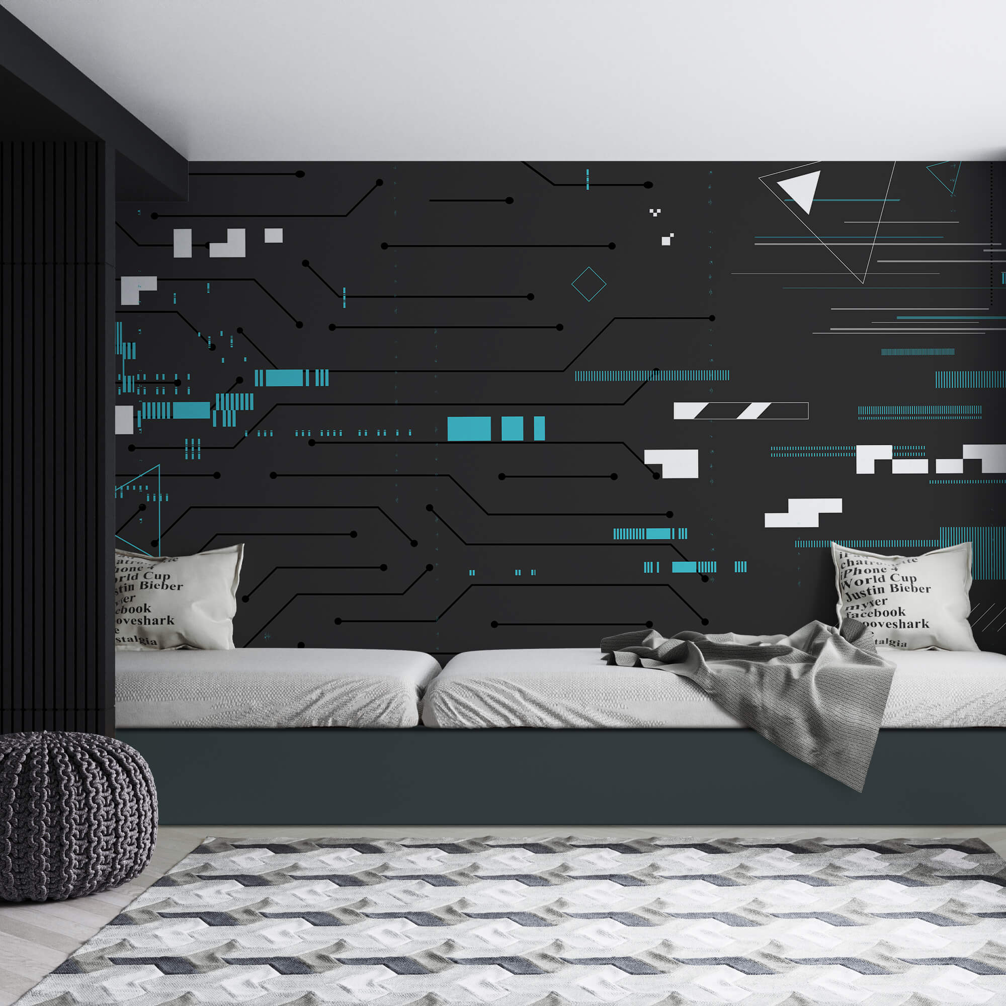 Sfondo nero con molte linee e punti