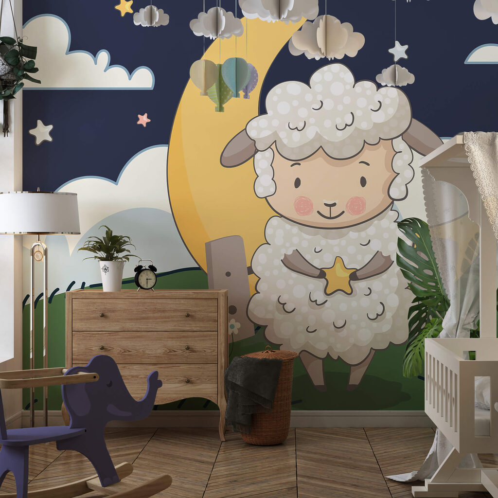 Vignetta di una pecora che tiene in mano una stella