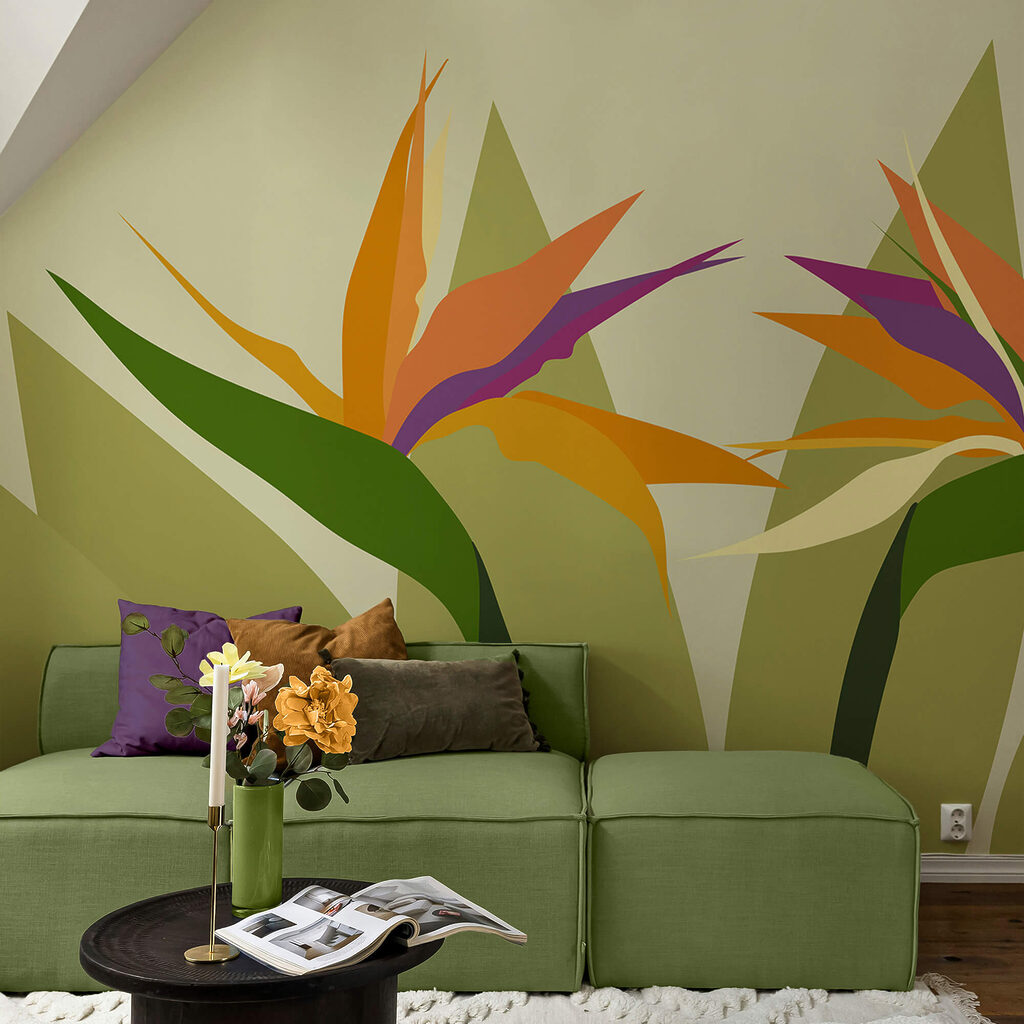 Fiori colorati su steli verdi