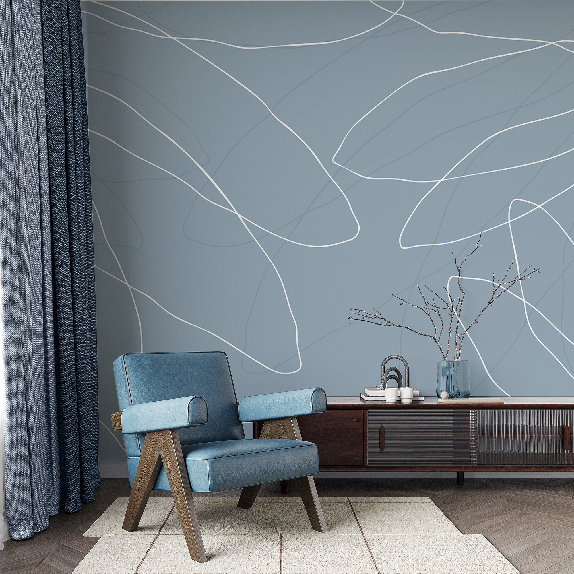 Sfondo blu con linee bianche