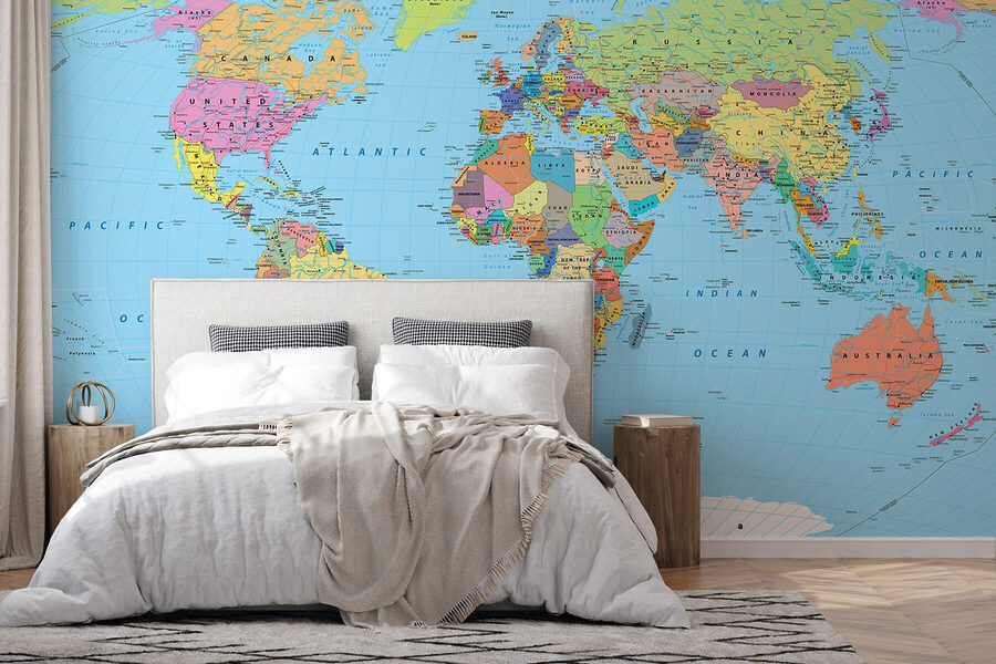 Mappa del mondo con diverse bandiere