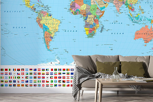 Mappa del mondo con diverse bandiere Mappa del mondo con diverse bandiere