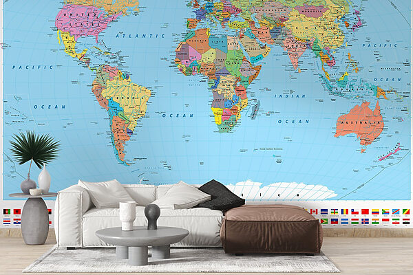Mappa del mondo con diverse bandiere Mappa del mondo con diverse bandiere