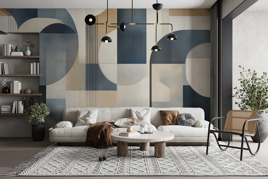 Opera d'arte colorata con forme curve