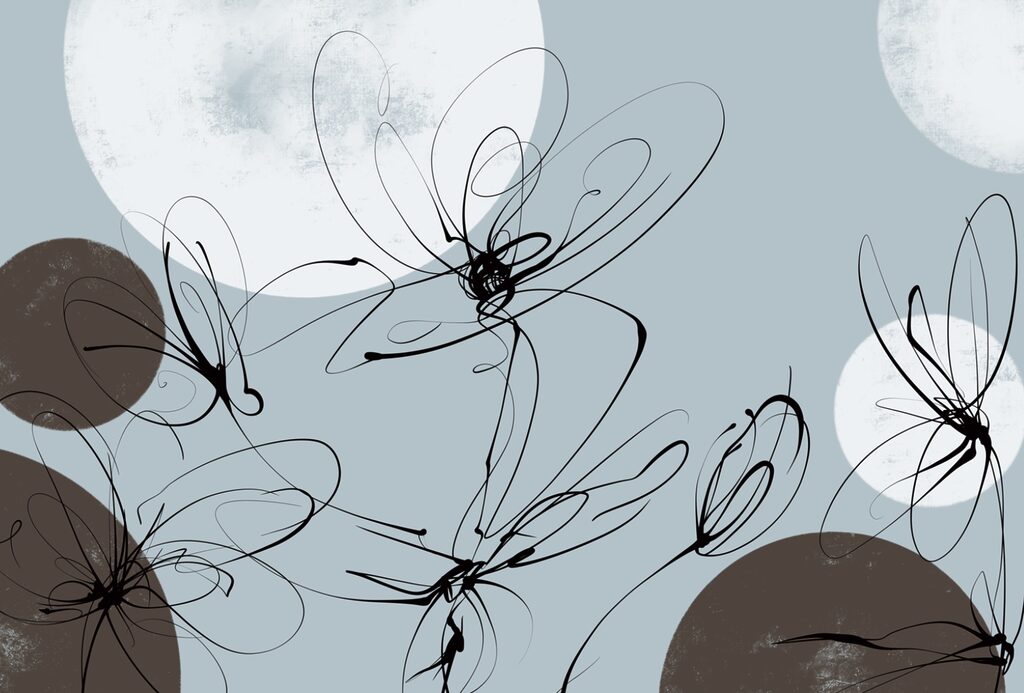 Drawing of flowers and circles
