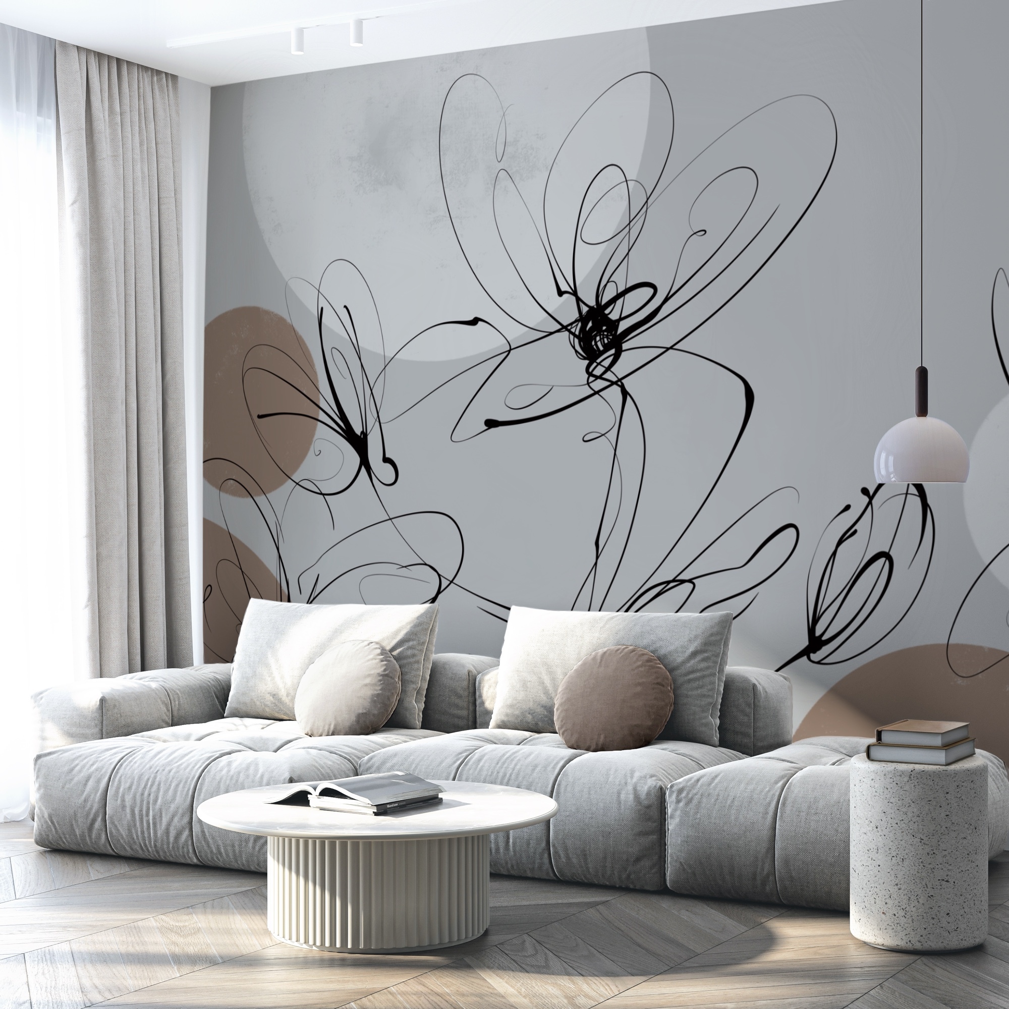 Disegno di fiori con cerchi e punti