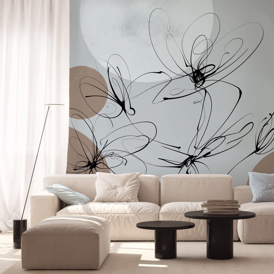 Disegno di fiori con cerchi e punti