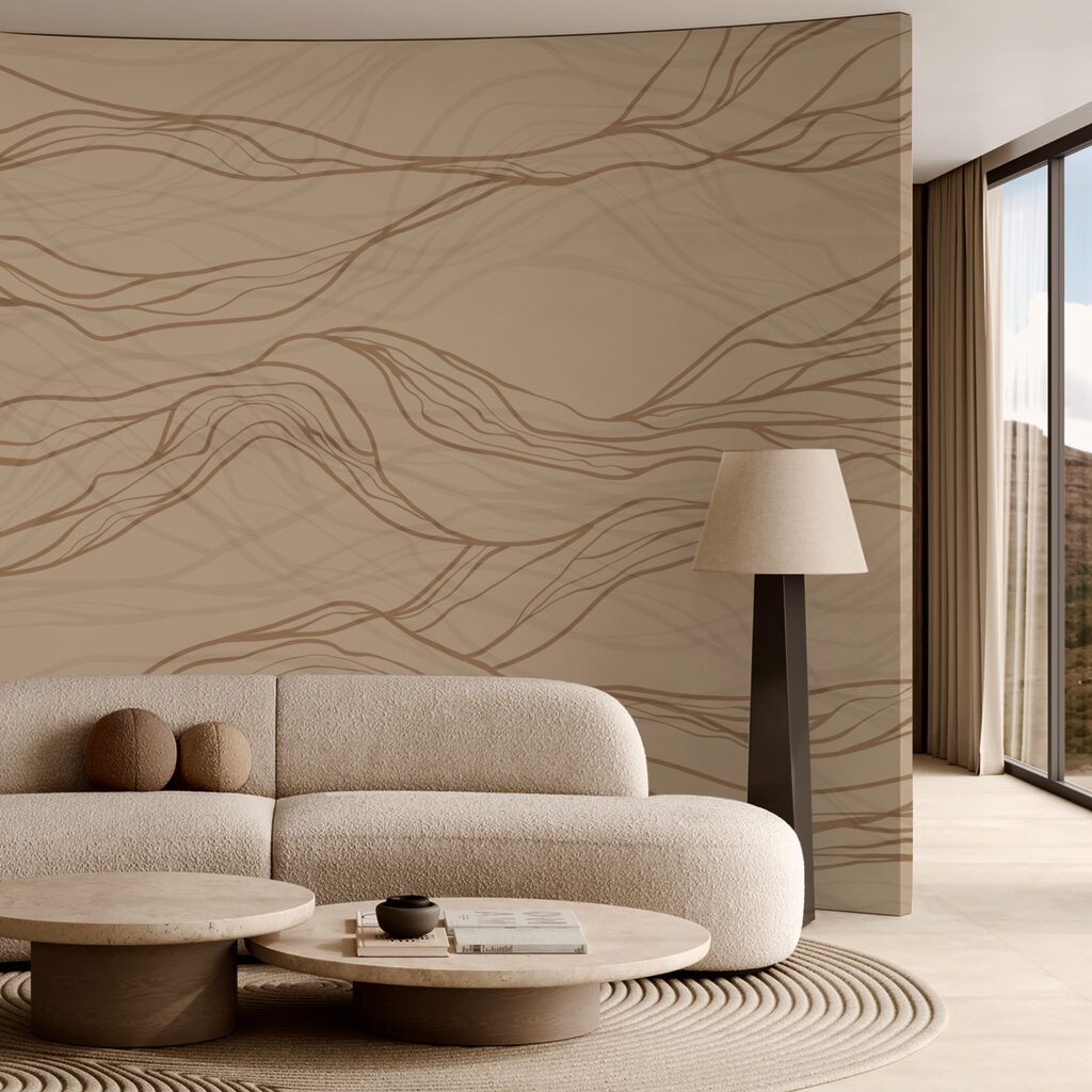 Linee marroni su sfondo beige Linee marroni su sfondo beige