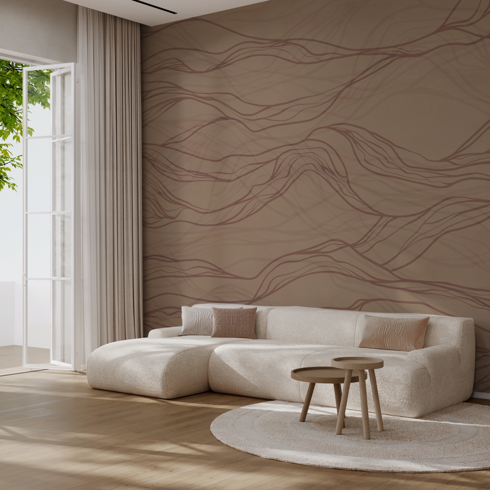 Linee ondulate marroni su una superficie abbronzata