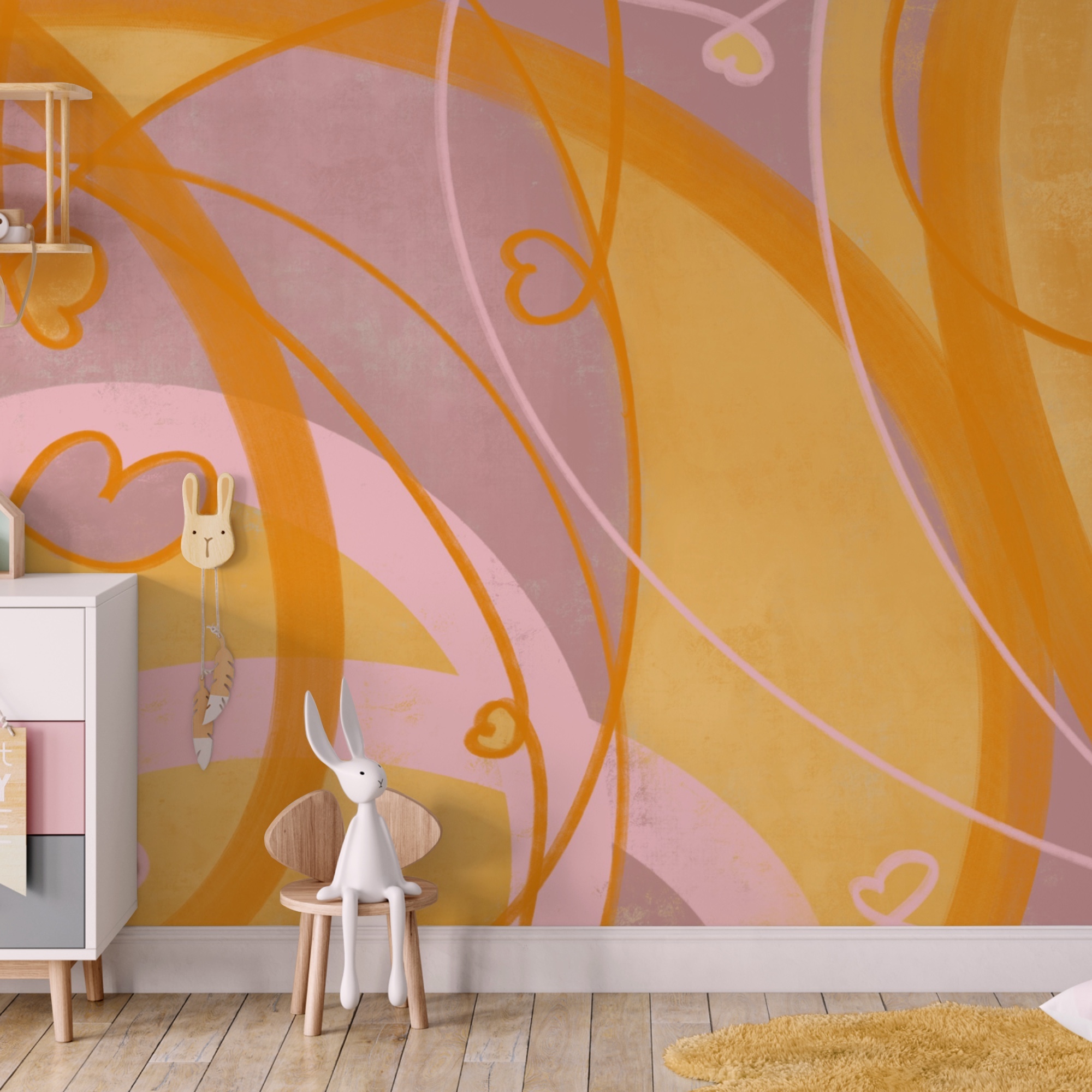 Volteggi e cuori gialli e rosa