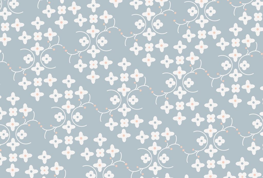 Motivo di fiori bianchi e punti rosa su sfondo blu t00159p 1024x693 - Motivo di fiori bianchi e punti rosa su sfondo blu