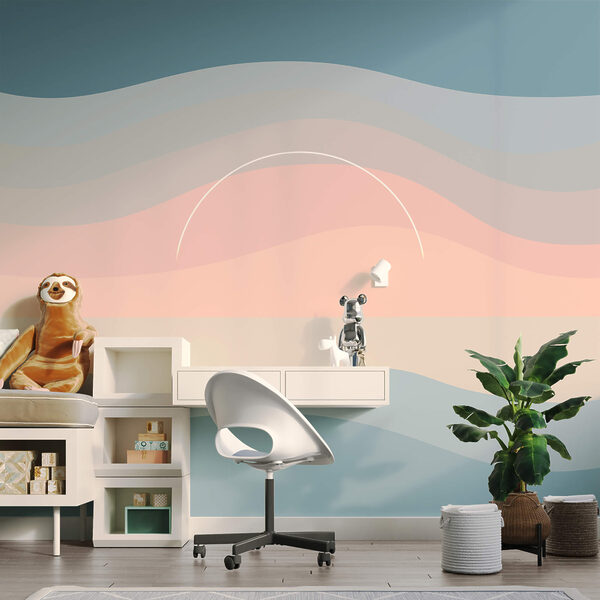 Onde colorate con un cerchio bianco nel cielo Onde colorate con un cerchio bianco nel cielo