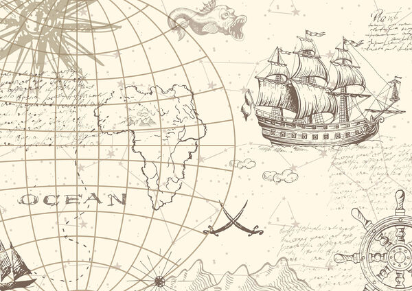 Mappa del mondo e nave Mappa del mondo e nave