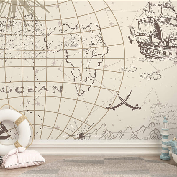 Mappa del mondo e nave Mappa del mondo e nave