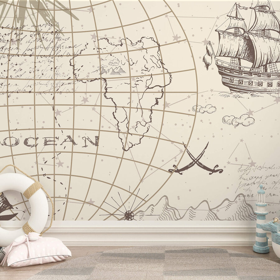 Mappa del mondo e nave Mappa del mondo e nave