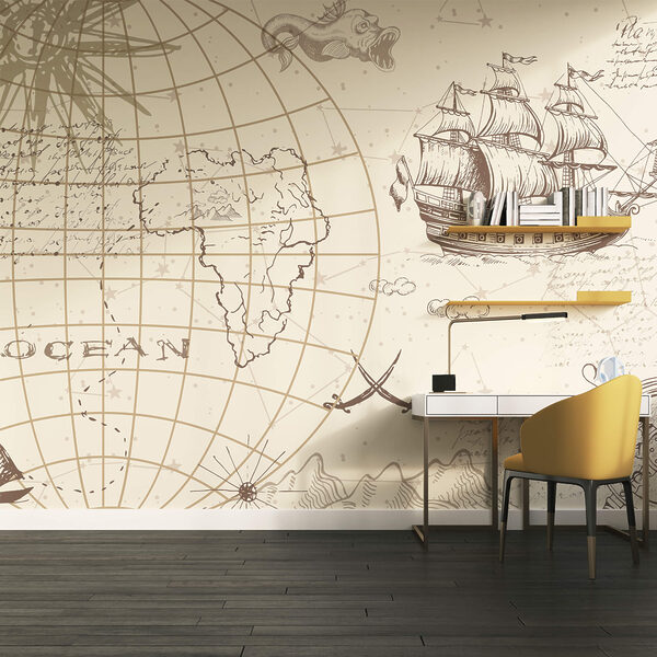 Mappa del mondo e nave Mappa del mondo e nave