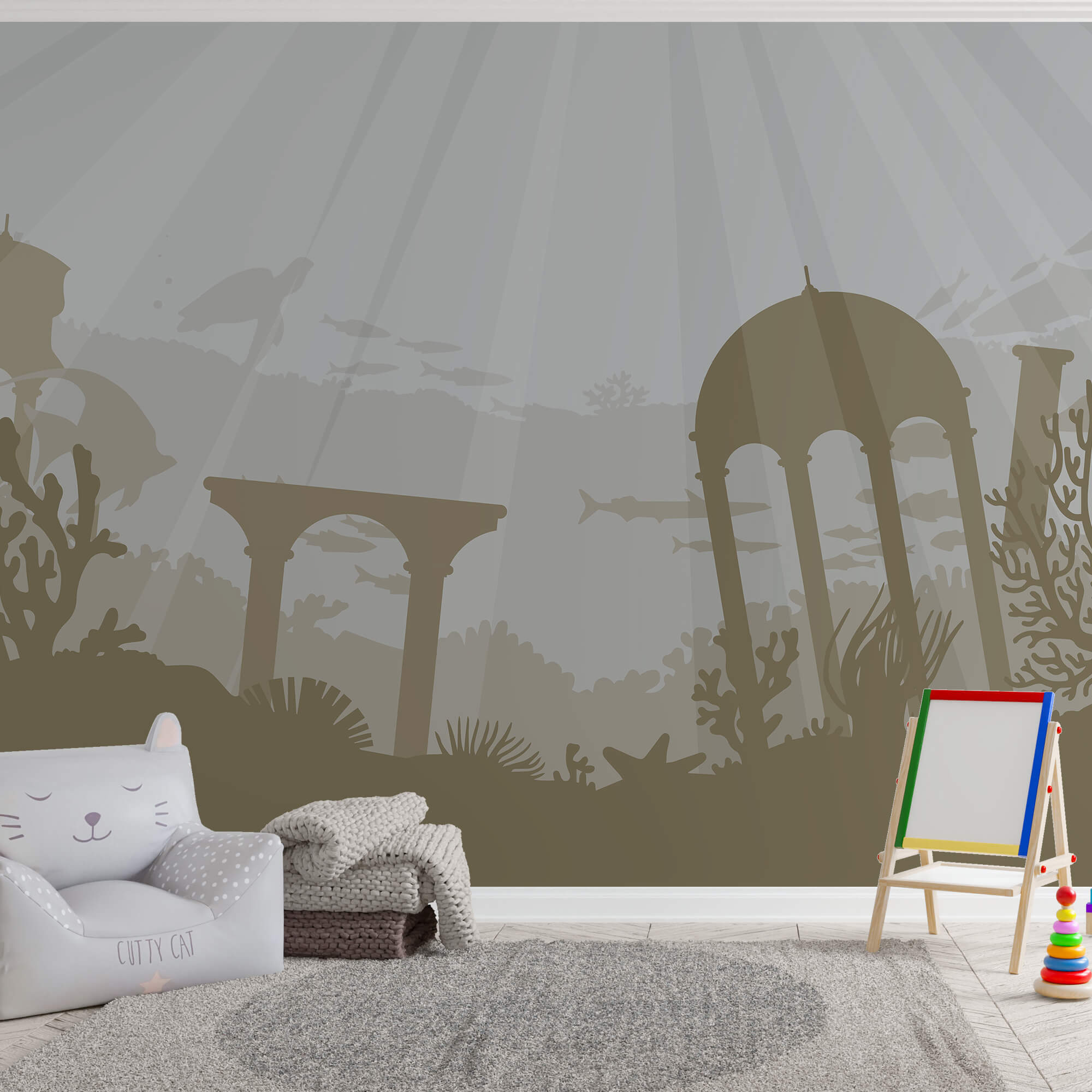 Sagoma di un edificio sott'acqua