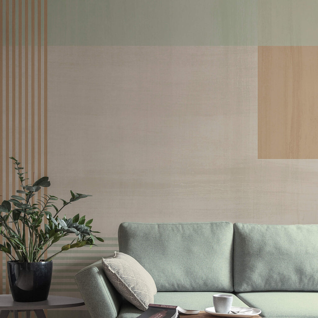 Forme astratte e colori tenui si fondono