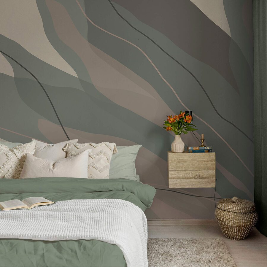 Murales Forme fluide in tonalità tenui.