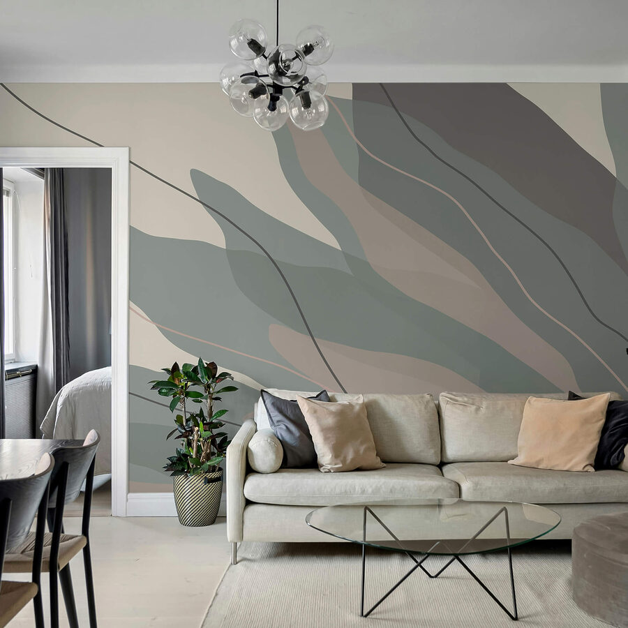 Murales Forme fluide in tonalità tenui.