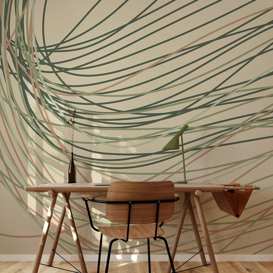 Wall murals Flowing lines in soft pastel tones