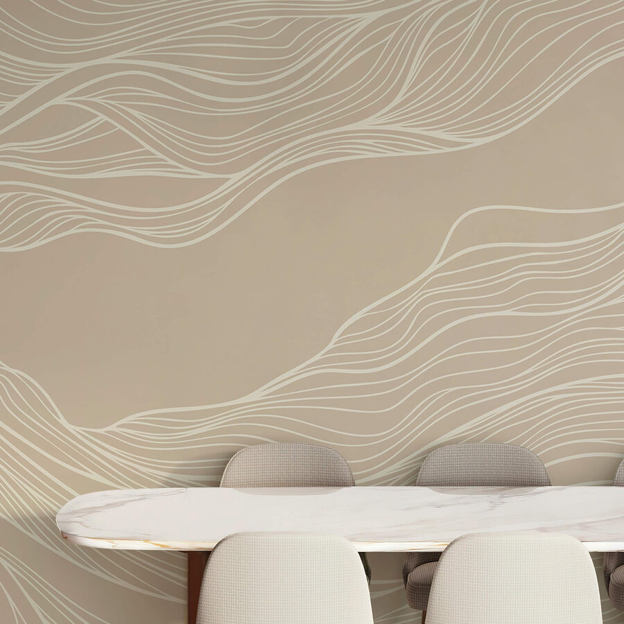 Murales Linee bianche su sfondo marrone