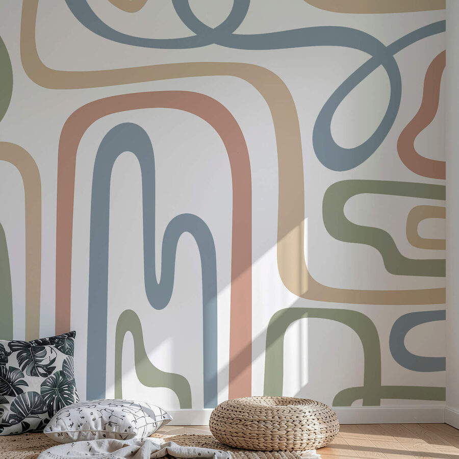 Murales Linee colorate su sfondo bianco