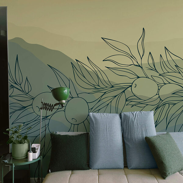 Murales Disegno di un ramo con frutti Murales Disegno di un ramo con frutti