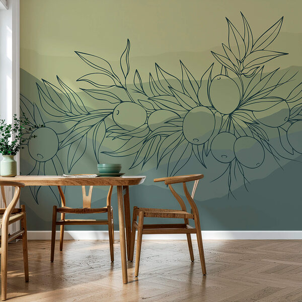 Murales Disegno di un ramo con frutti Murales Disegno di un ramo con frutti