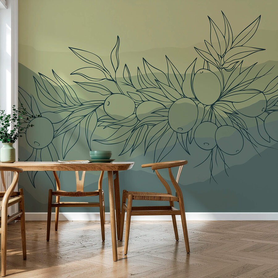 Murales Disegno di un ramo con frutti