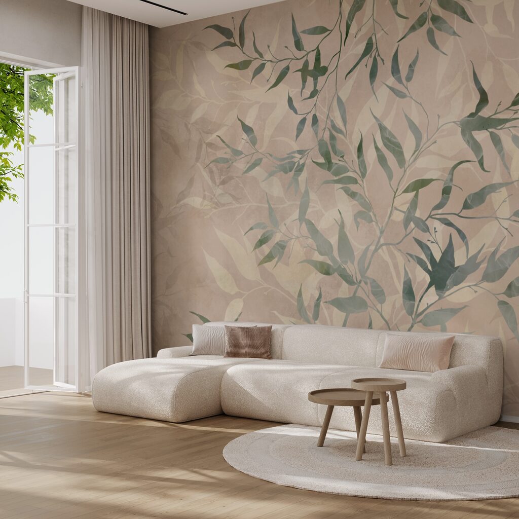 Motivo di foglie su sfondo beige