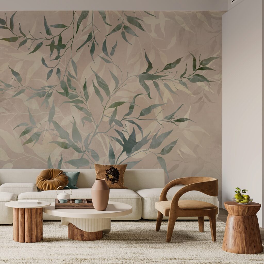 Motivo di foglie su sfondo beige