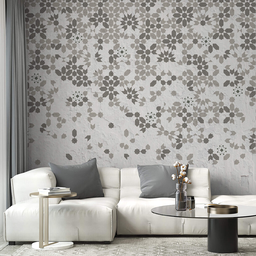 Parete con molti motivi diversi