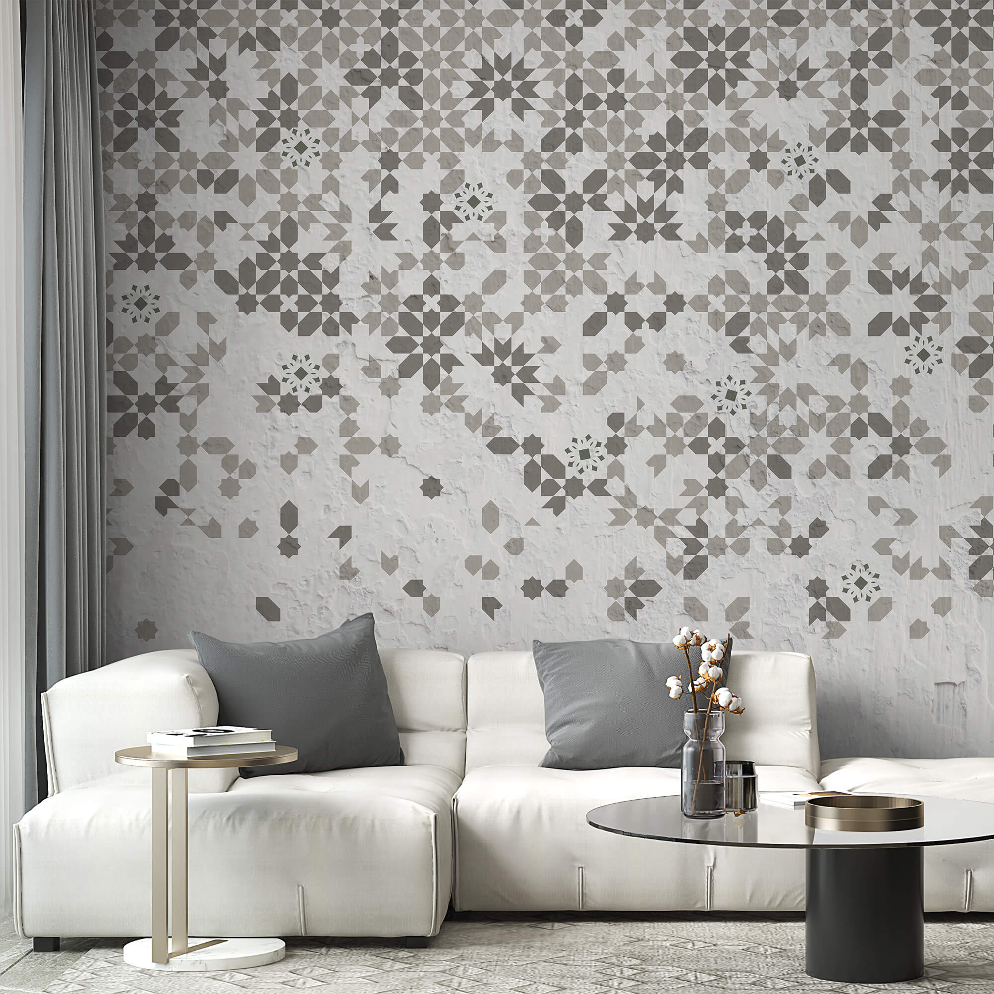 Parete con molti motivi diversi