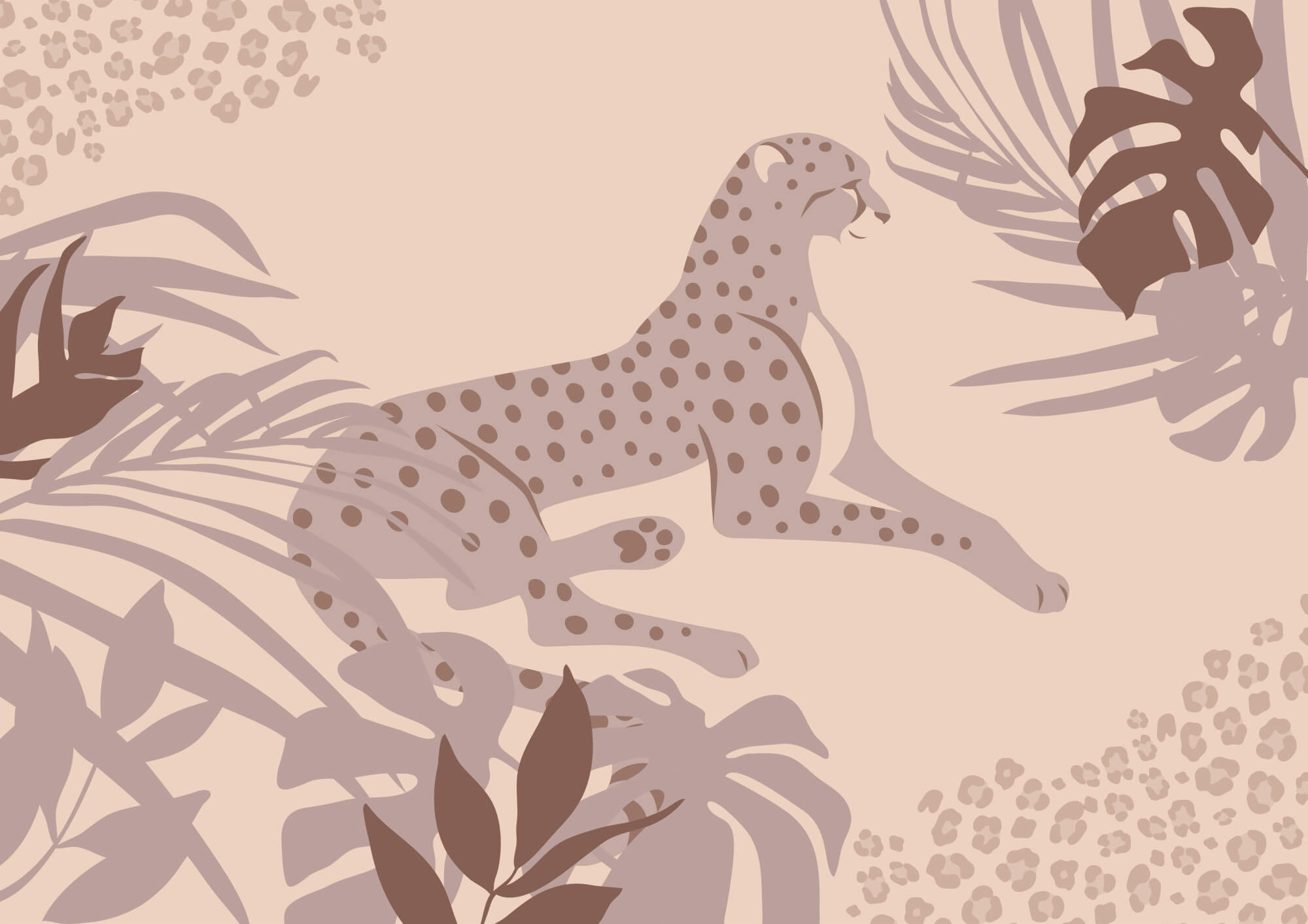Cheetah lying down with plants