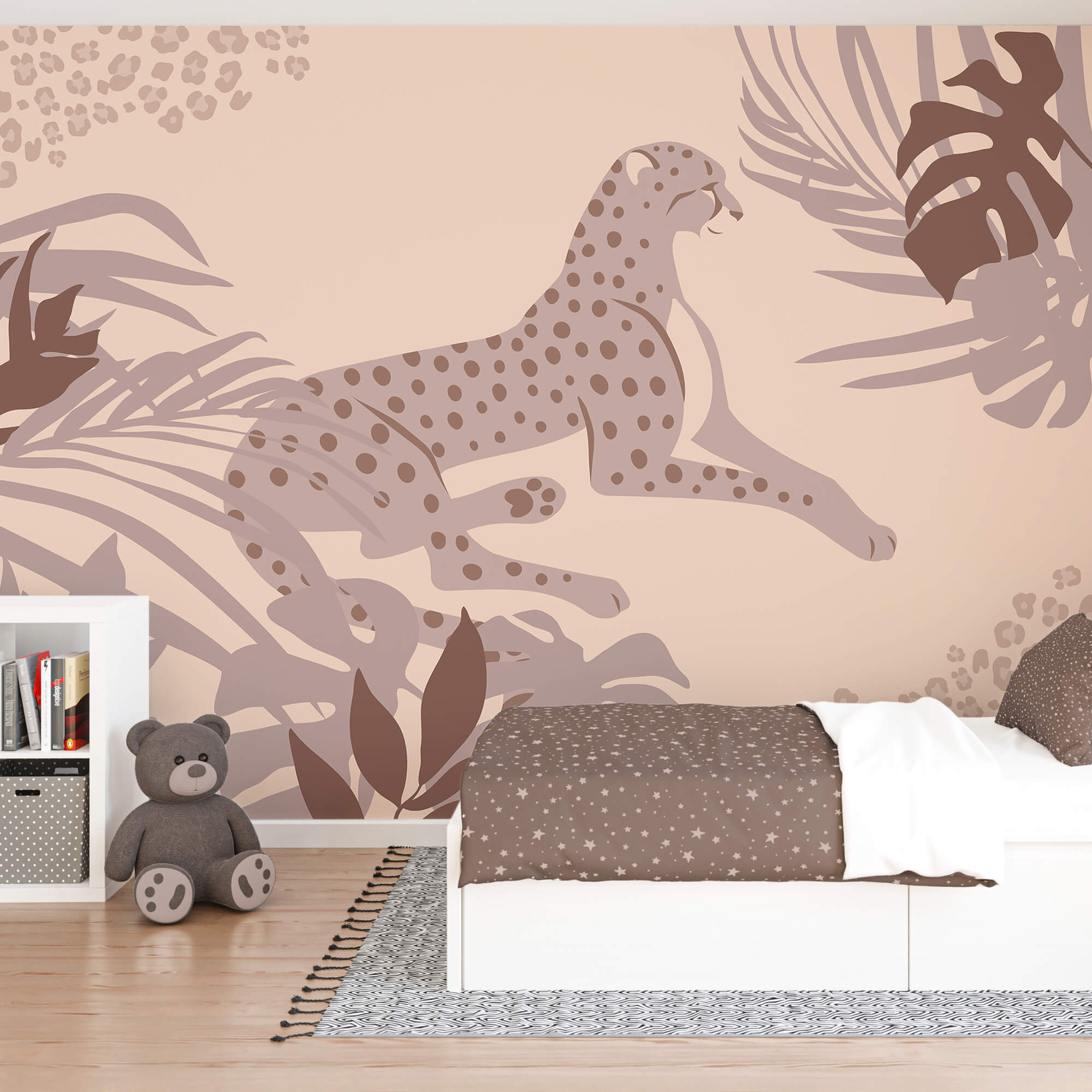 Ghepardo sdraiato con piante