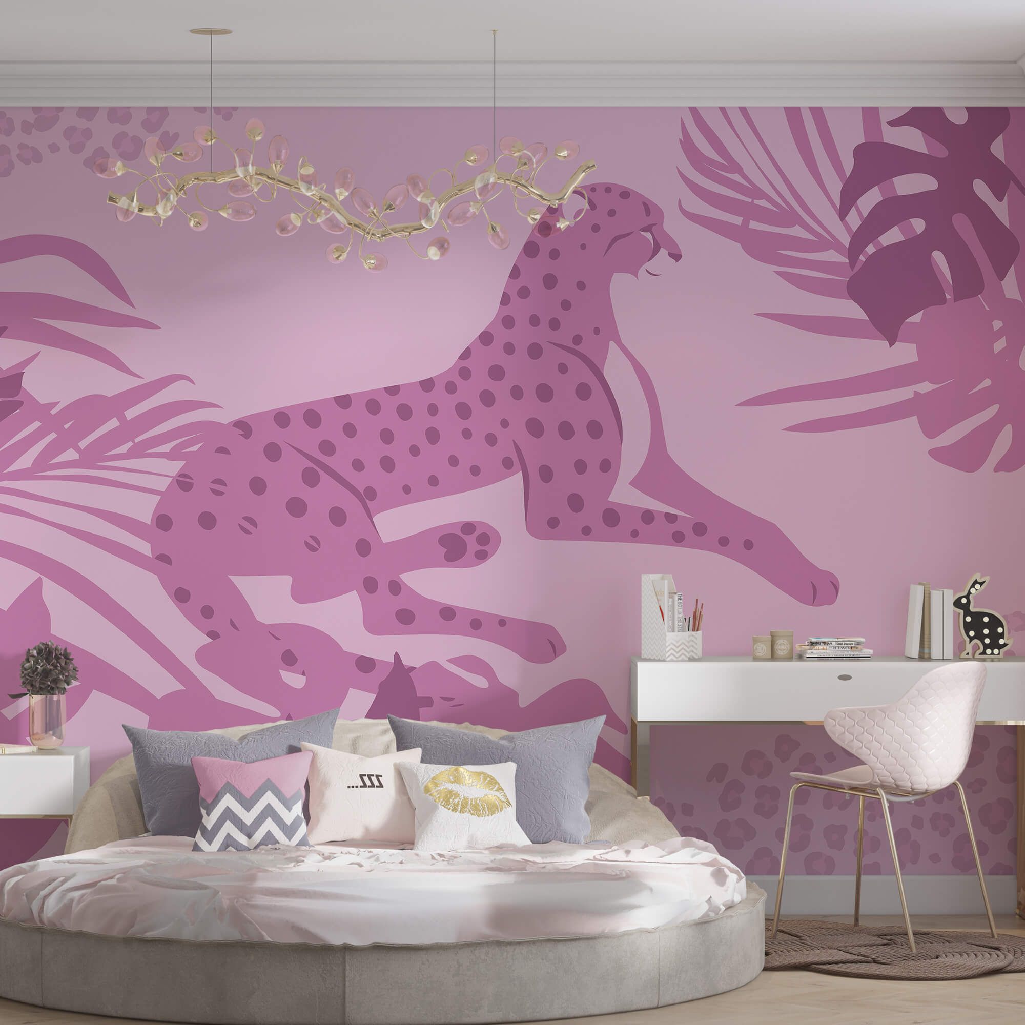 Ghepardo viola con macchie rosa