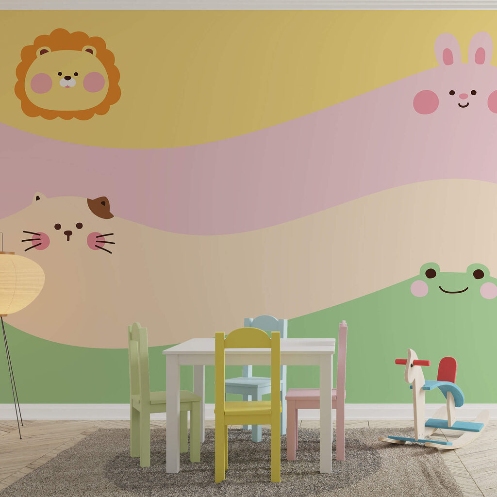 Gruppo di animali con un leone e una leonessa