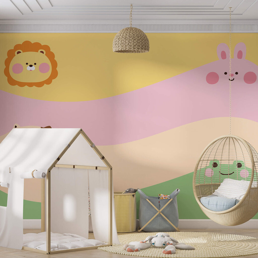 Gruppo di animali con un leone e una leonessa