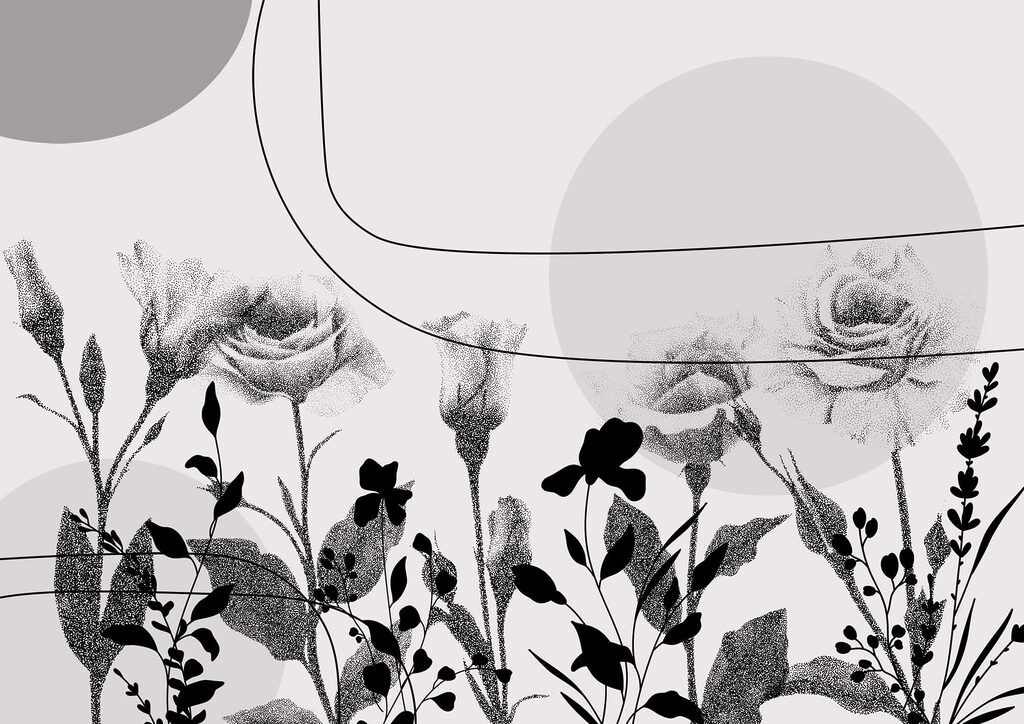 Black and white image of flowers