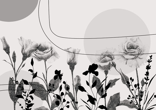 Black and white image of flowers