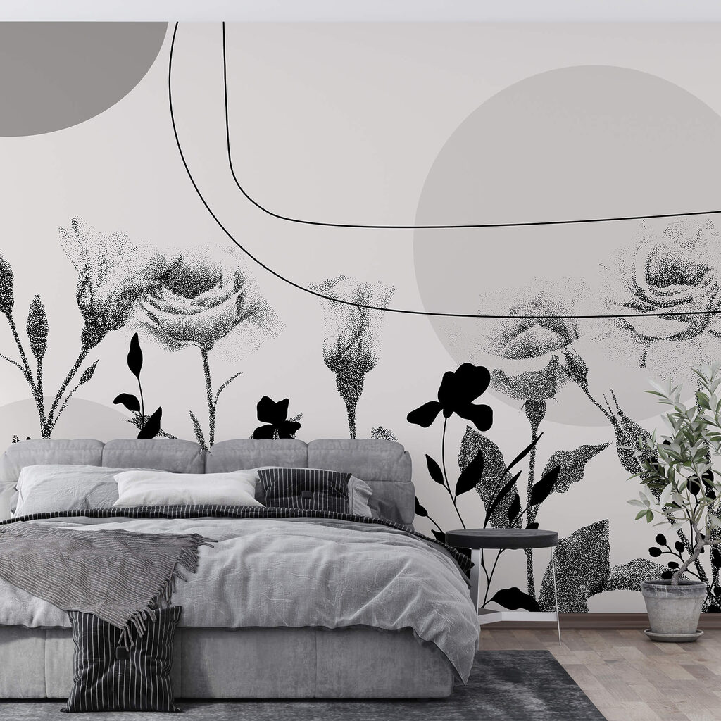 Immagine in bianco e nero di fiori