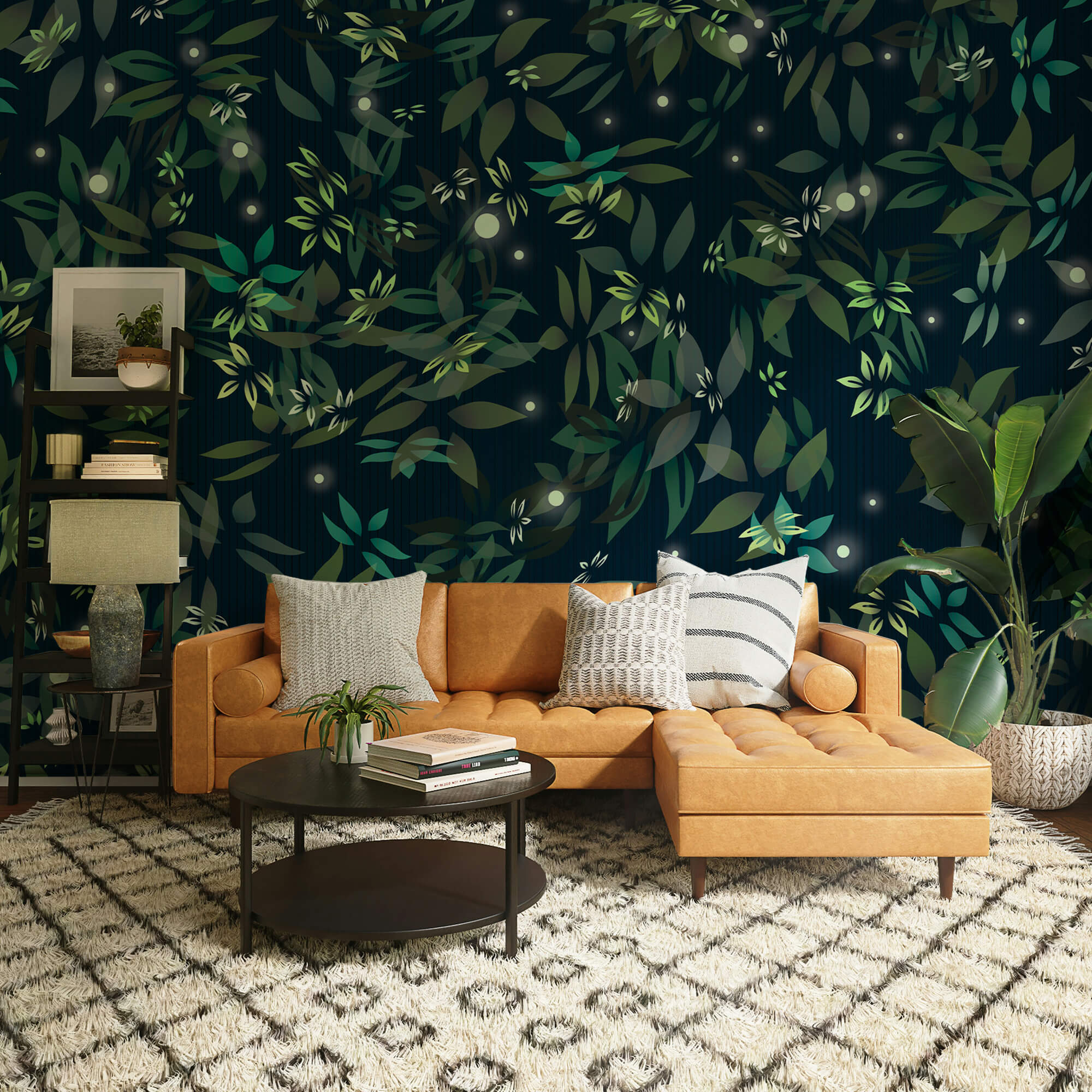 Motivo di foglie e punti