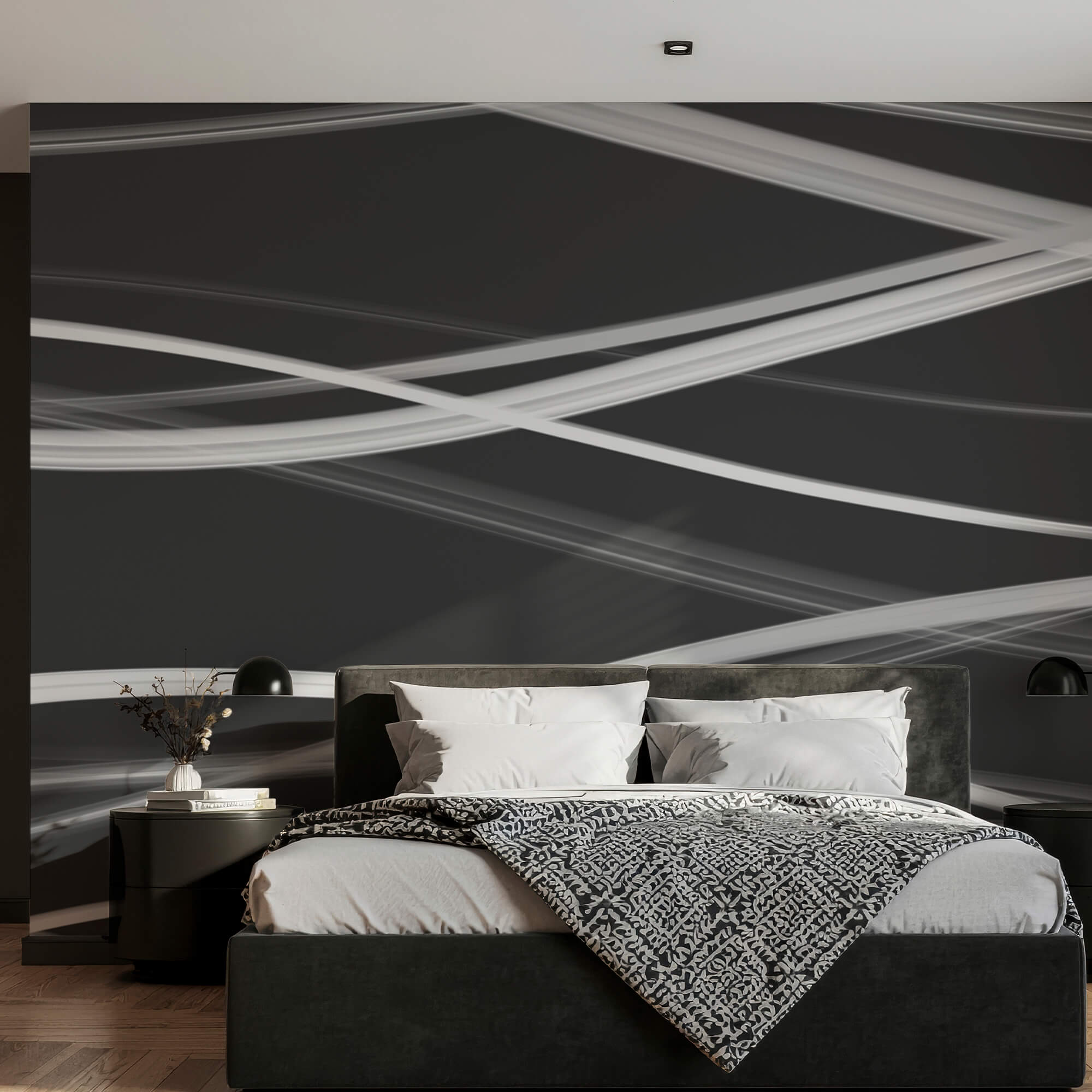 Linee bianche su sfondo nero