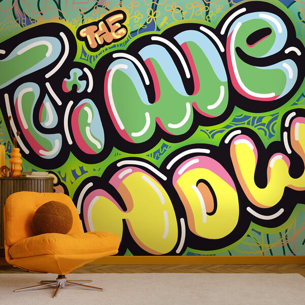 Graffiti colorati su sfondo verde Graffiti colorati su sfondo verde