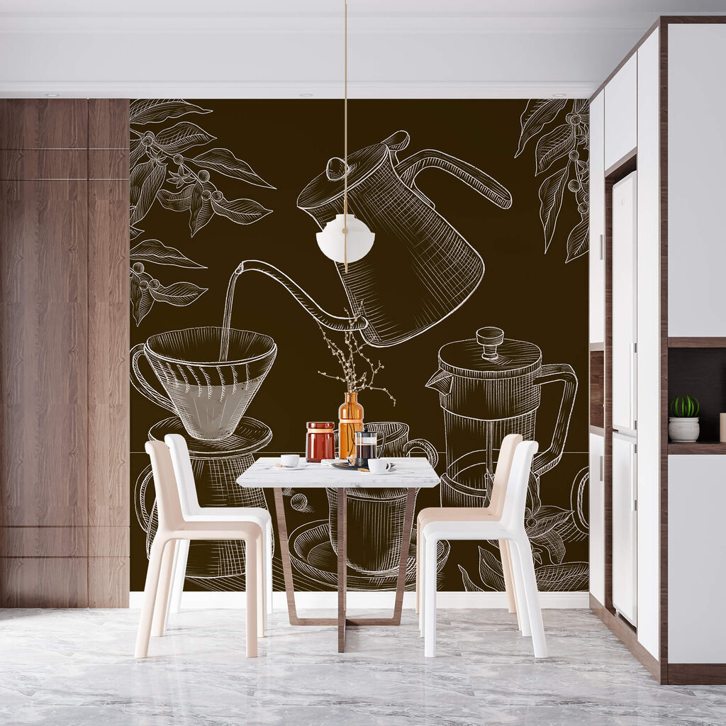 Disegno di caffettiera e caffettiera Disegno di caffettiera e caffettiera