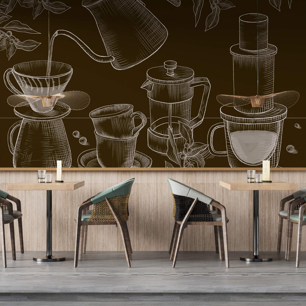 Disegno di caffettiera e caffettiera Disegno di caffettiera e caffettiera
