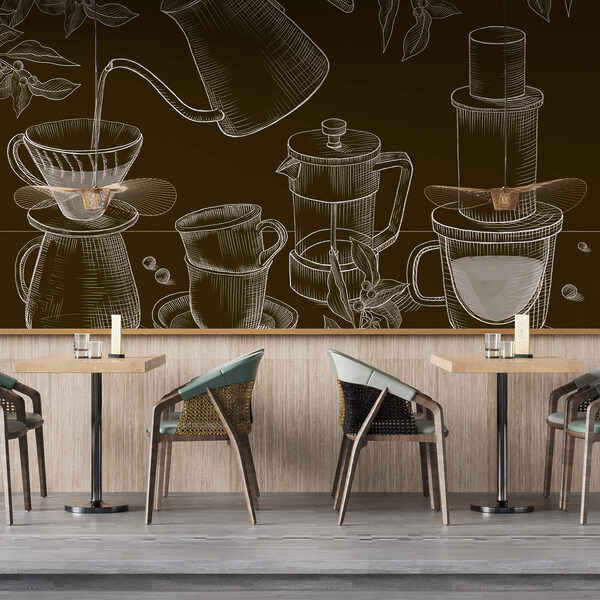 Disegno di caffettiera e caffettiera Disegno di caffettiera e caffettiera