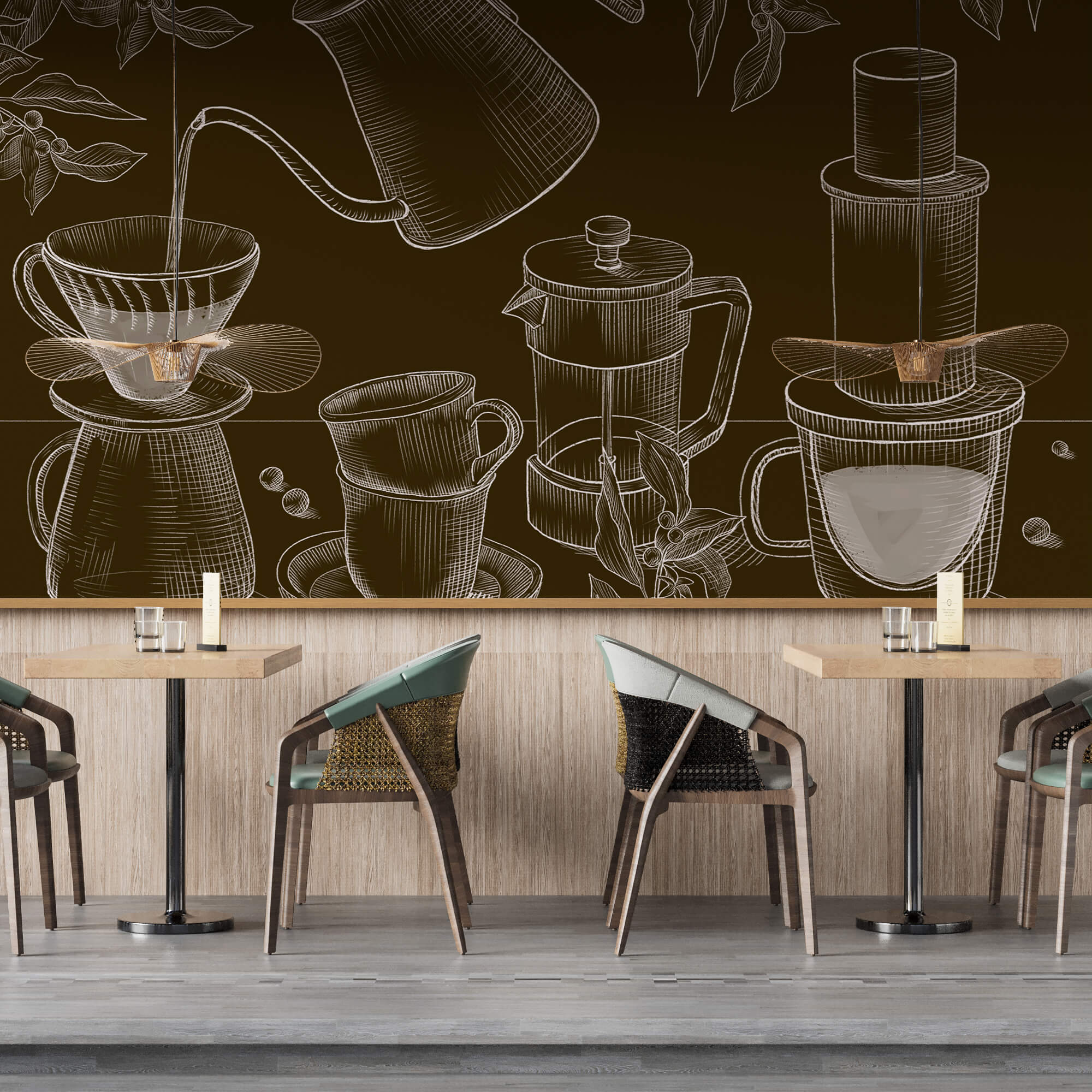 Disegno di caffettiera e caffettiera Disegno di caffettiera e caffettiera